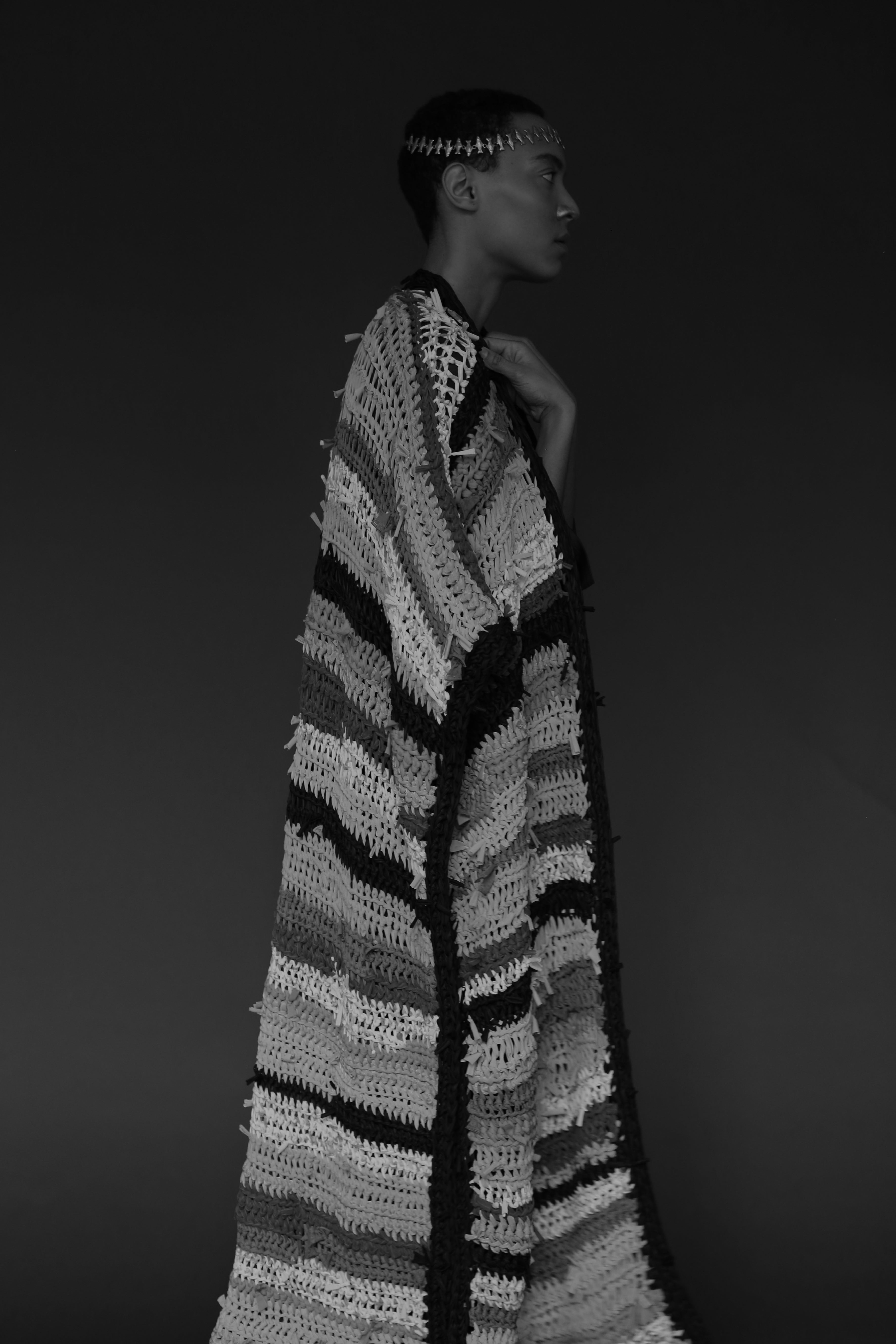 Hand-knitted poncho