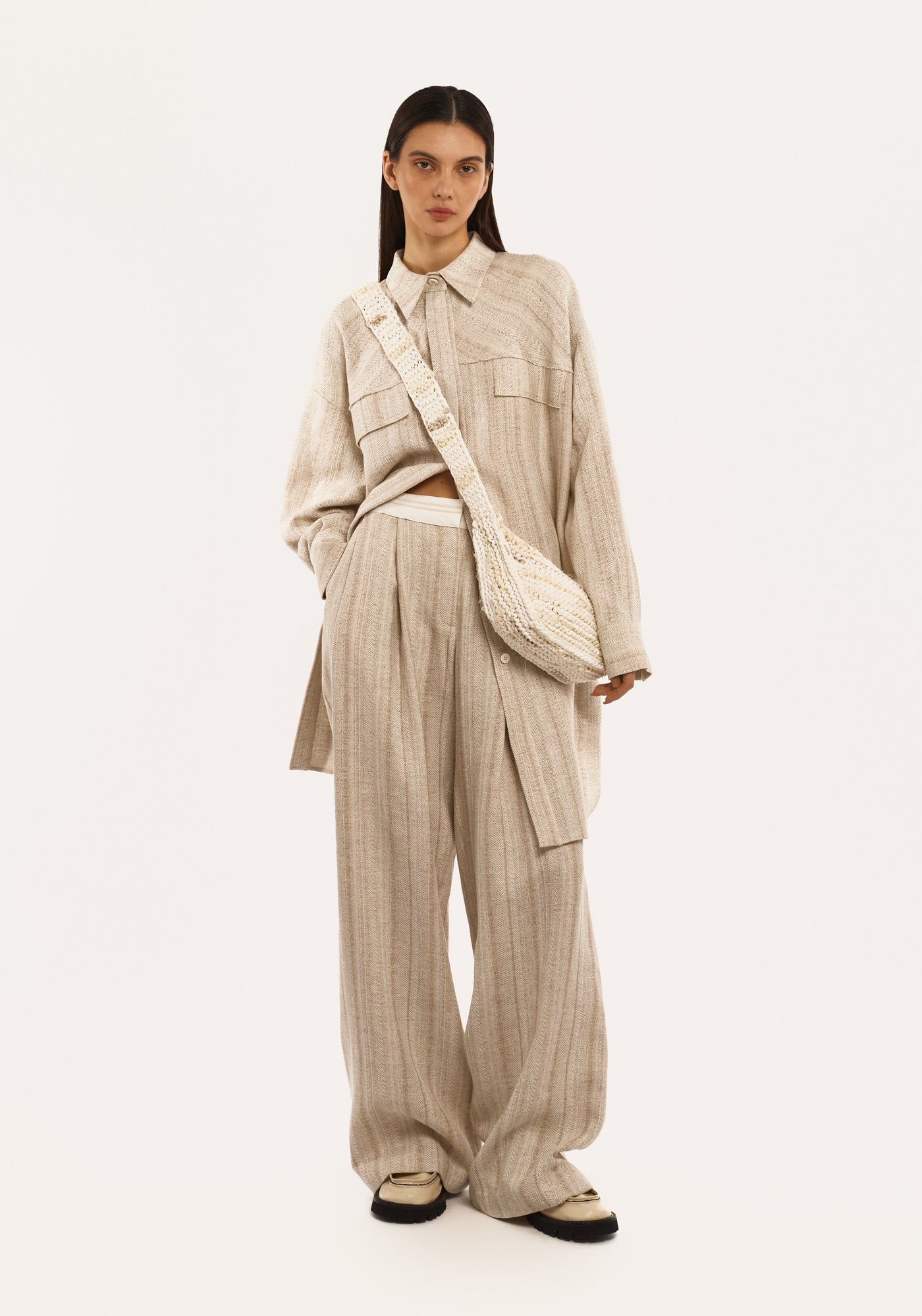 Сорочка з сіро-бежевого твиду