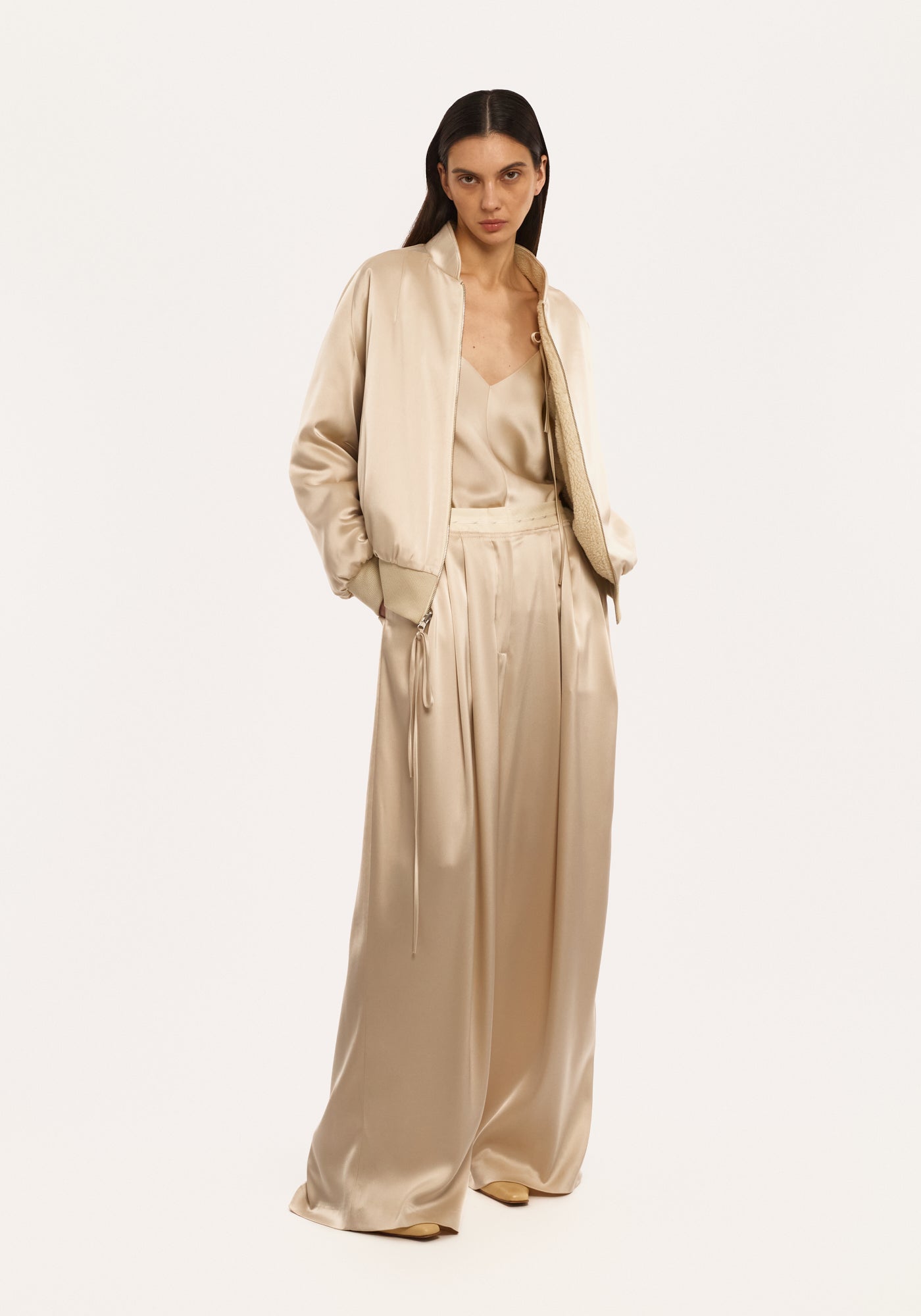 Бомбер двохсторонній с шовку та хутра