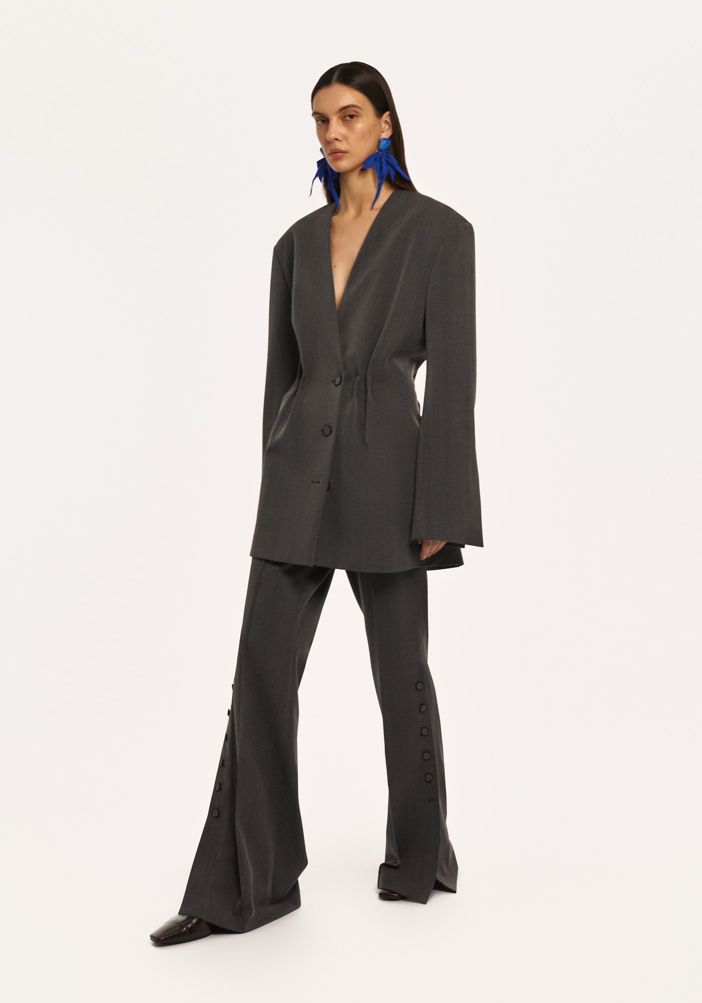 Моносережка блакитна з камінням агат