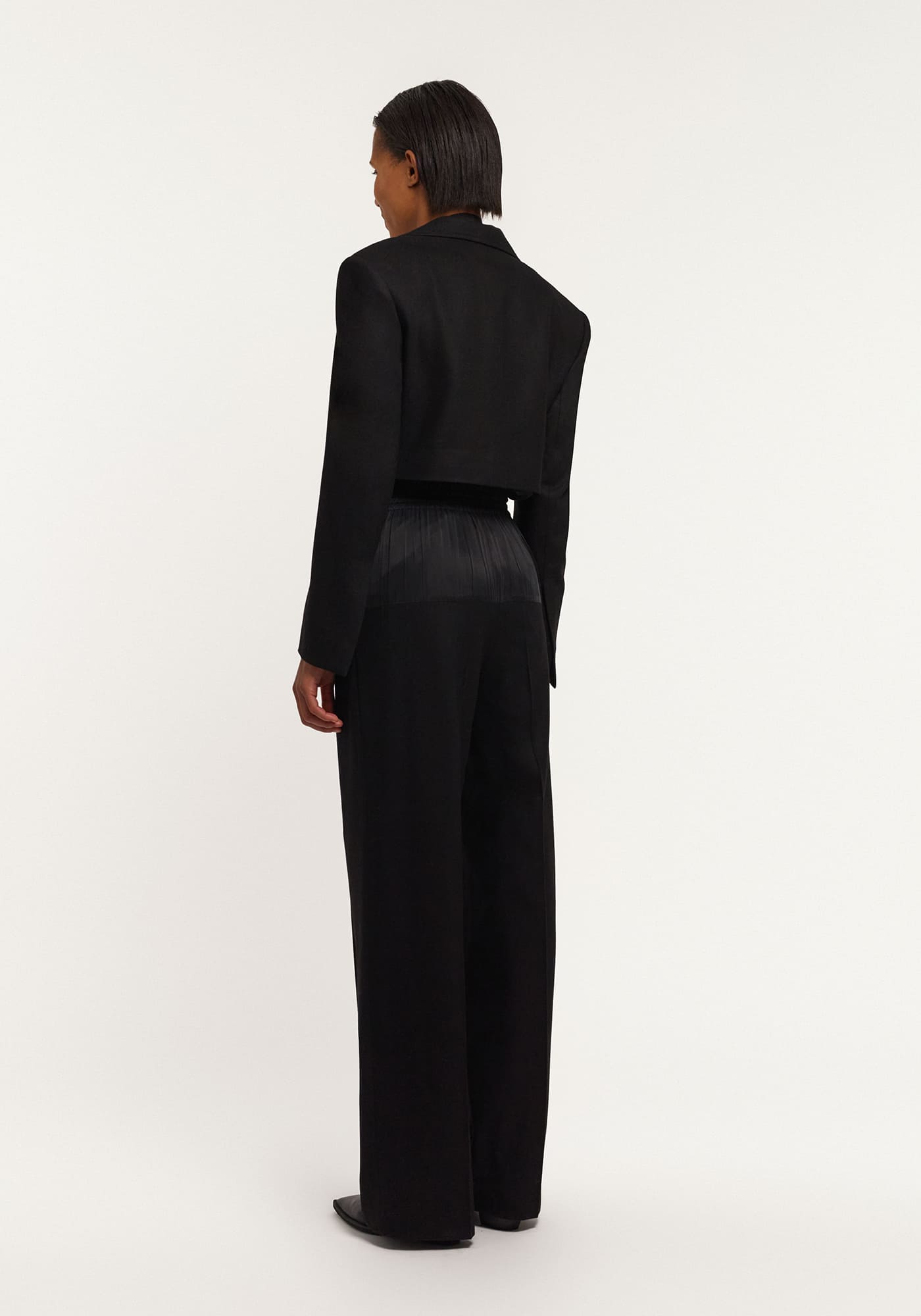 Чорні брюки із шовковою кокеткою