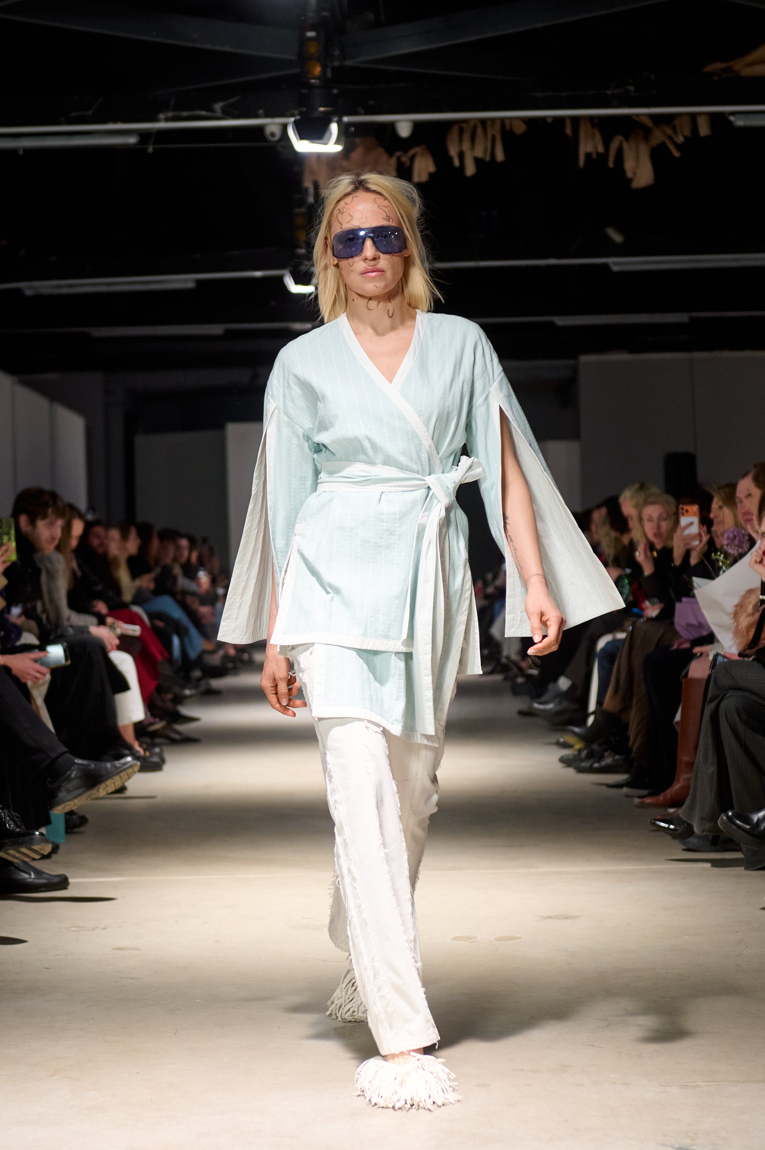 Blue striped kimono