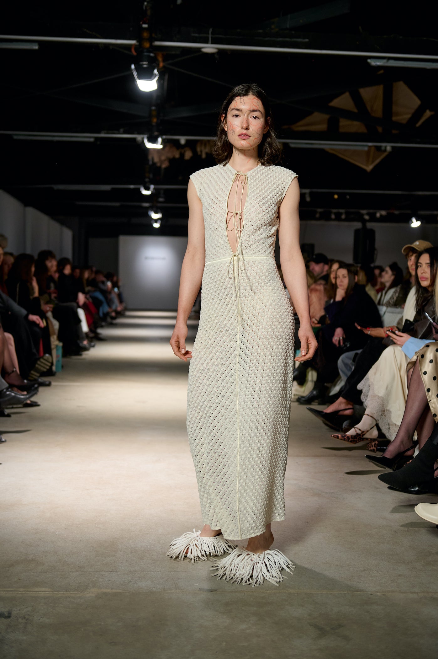 Lace dress with silk ribbons