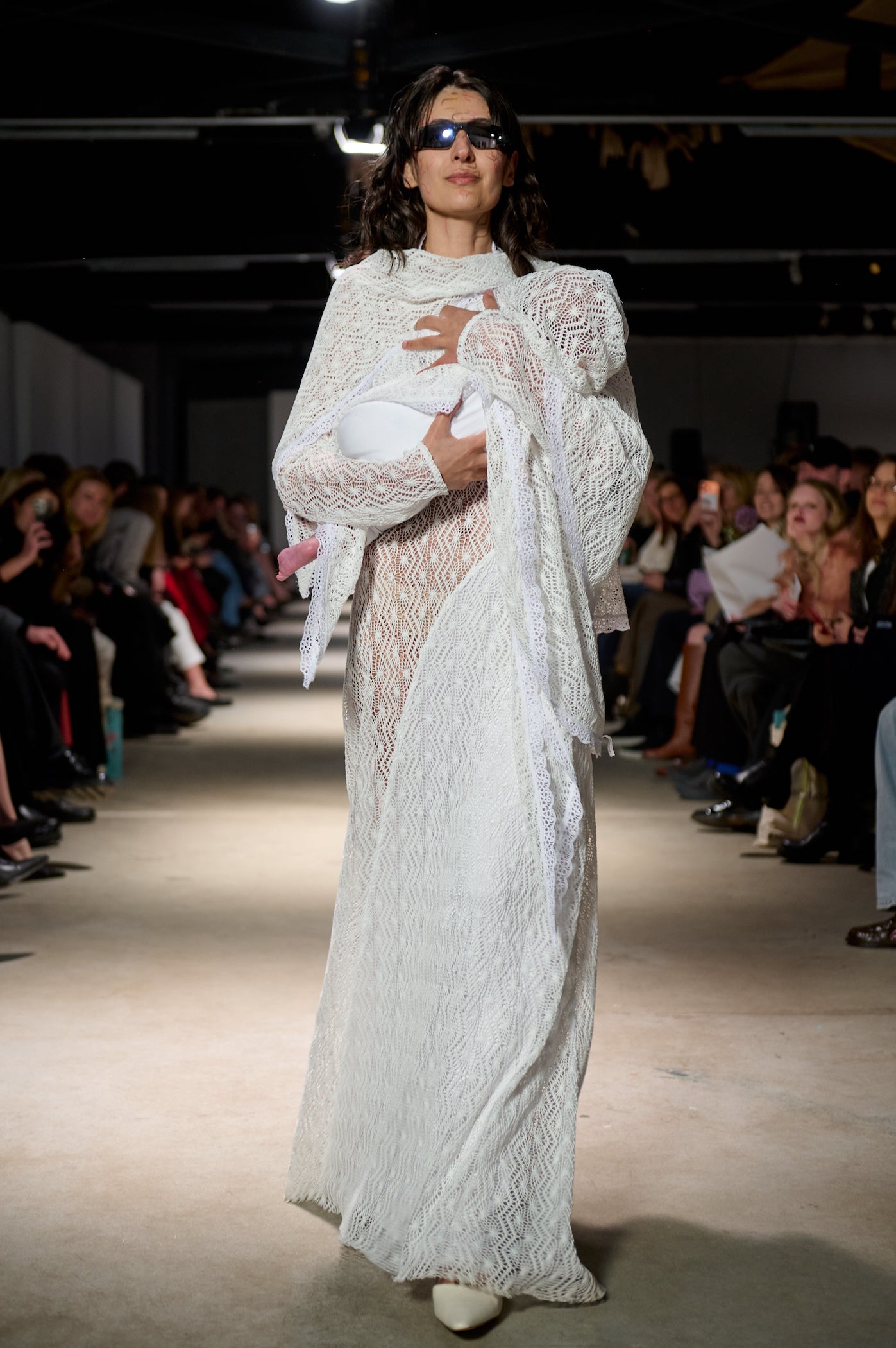 Semi-sheer openwork dress