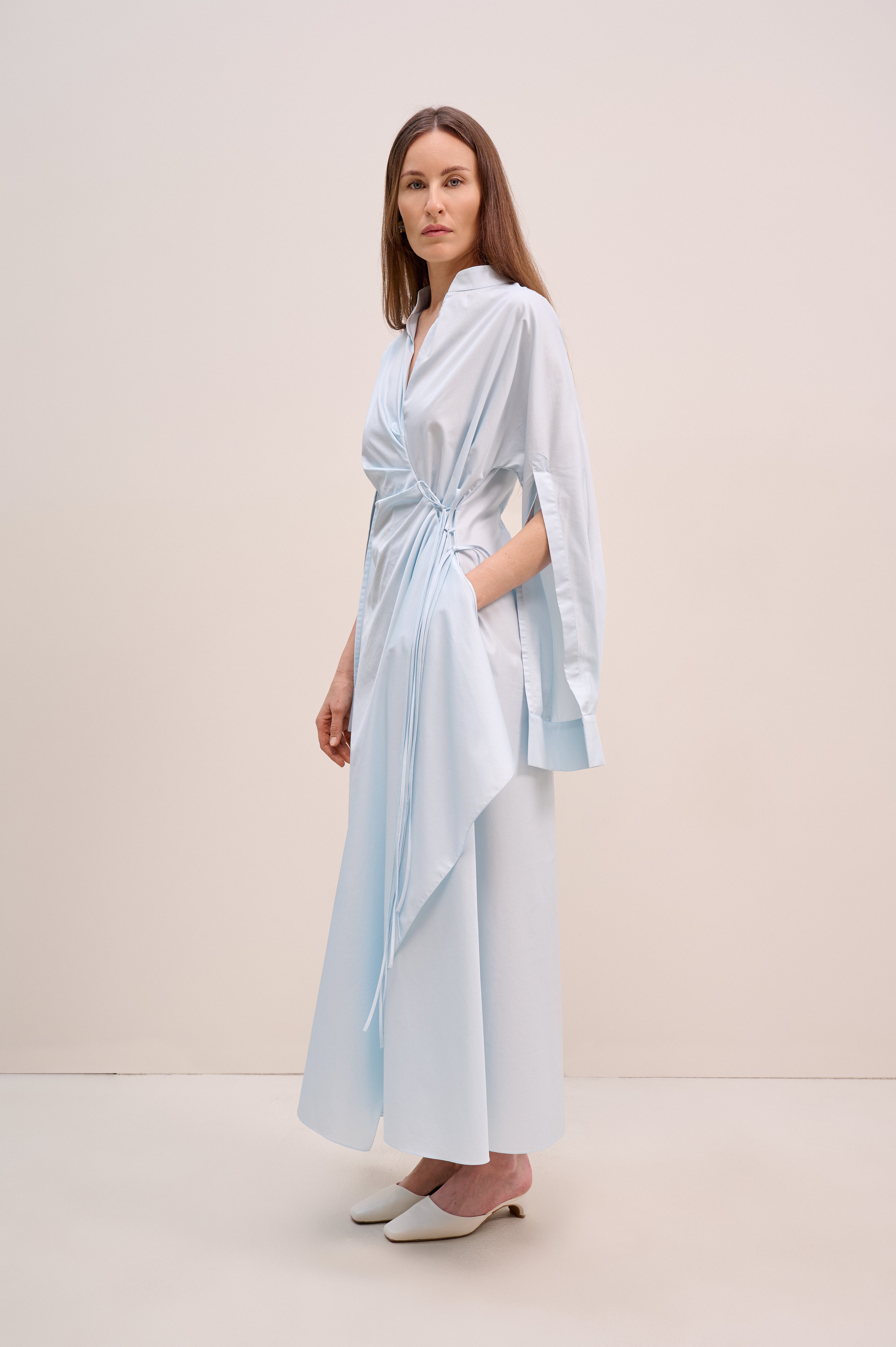 Blue asymmetric shirt dress