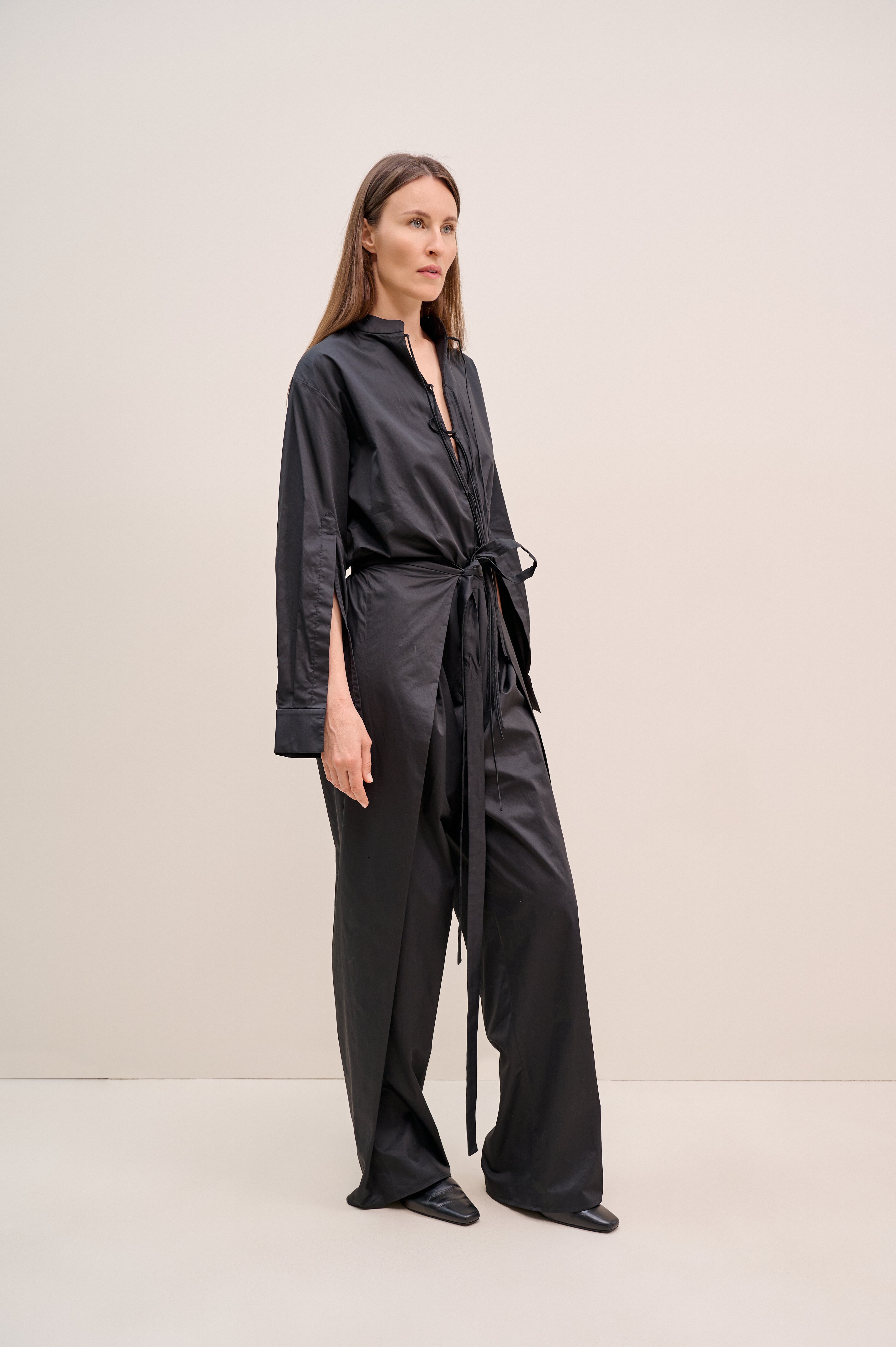 Black silk jumpsuit