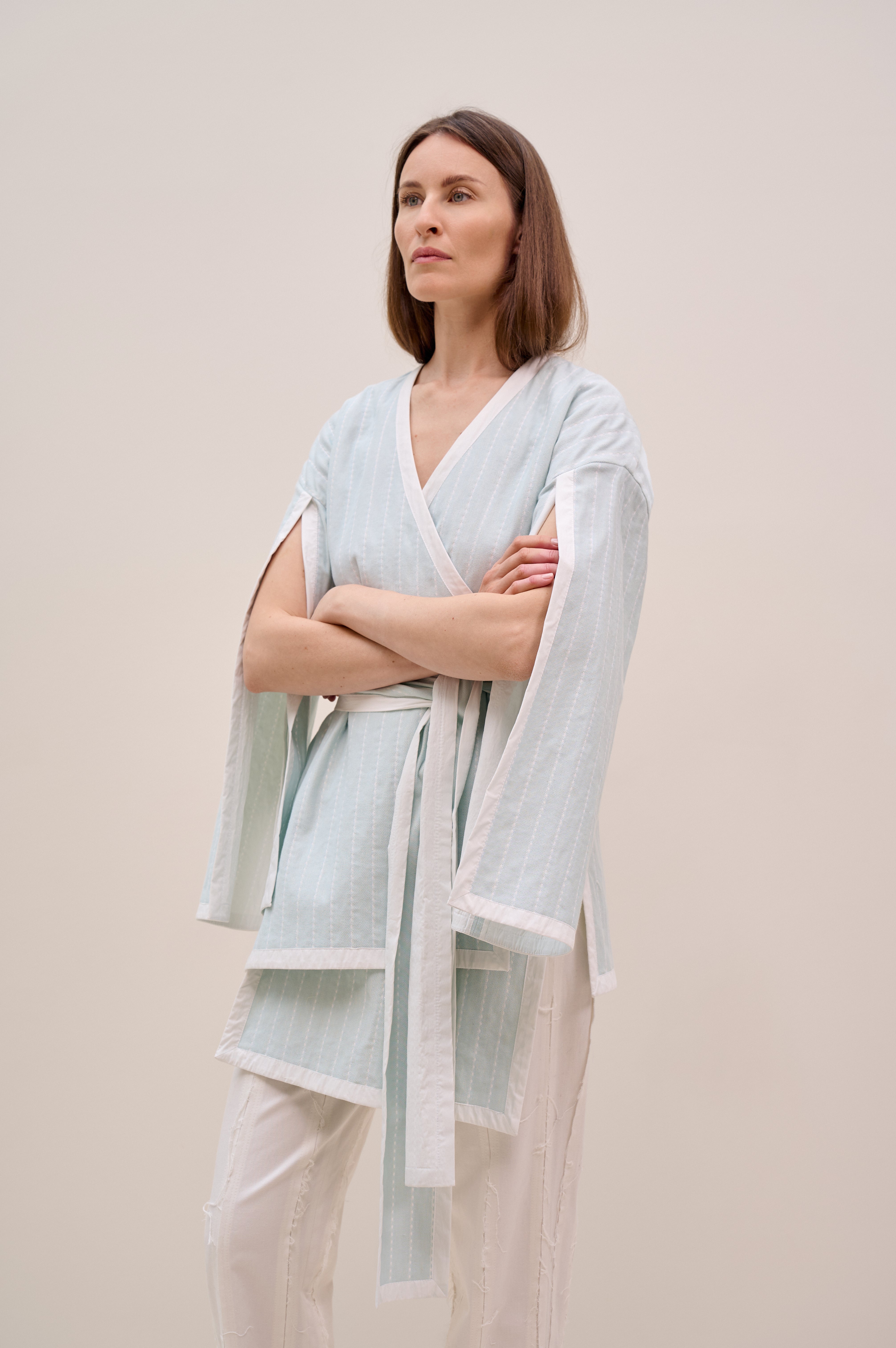 Blue striped kimono