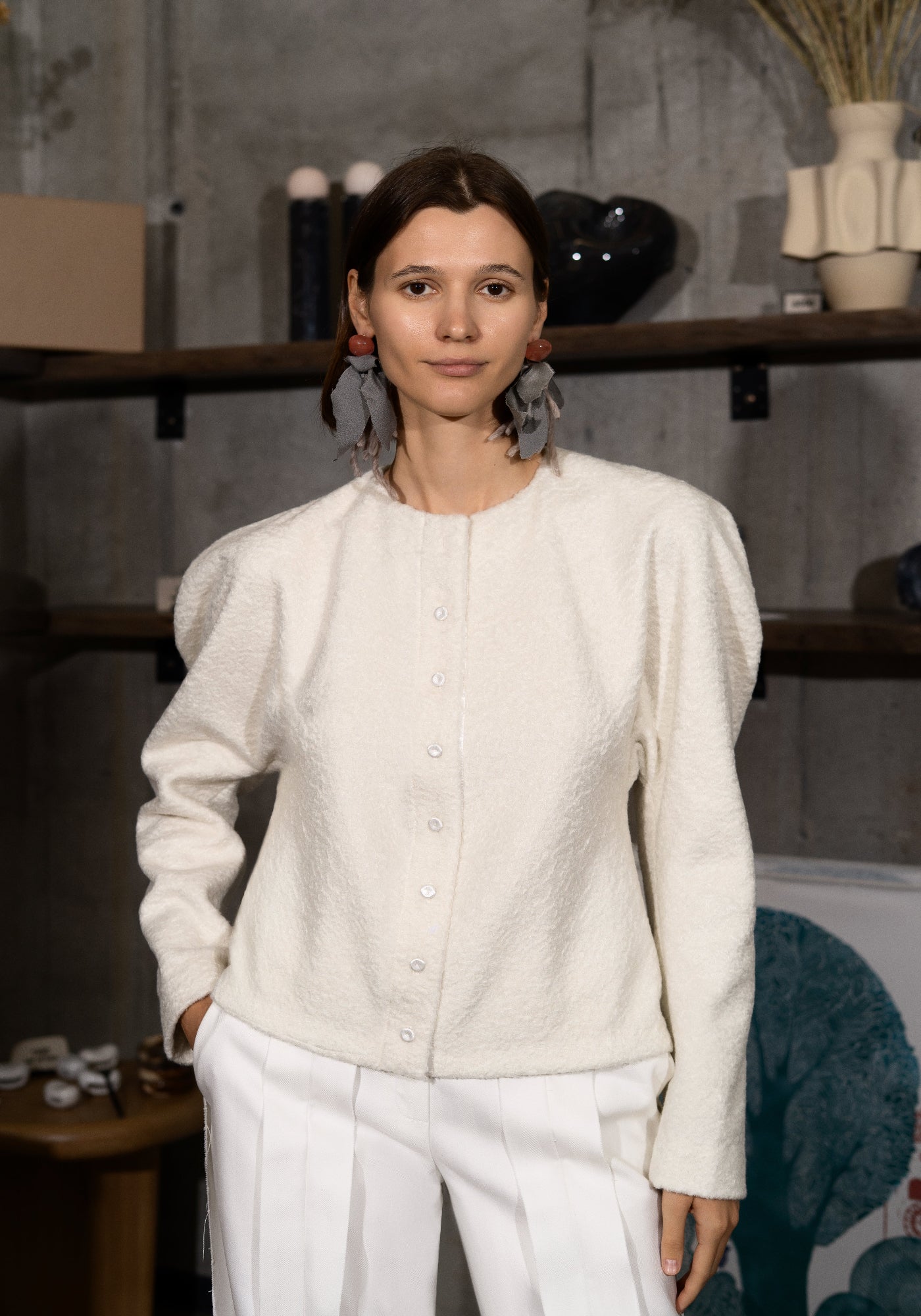 Сережки сірі  з камінням кварц