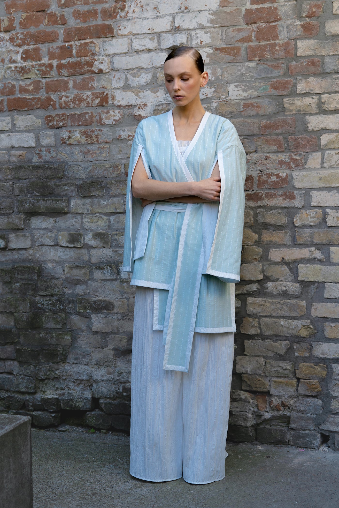 Blue striped kimono