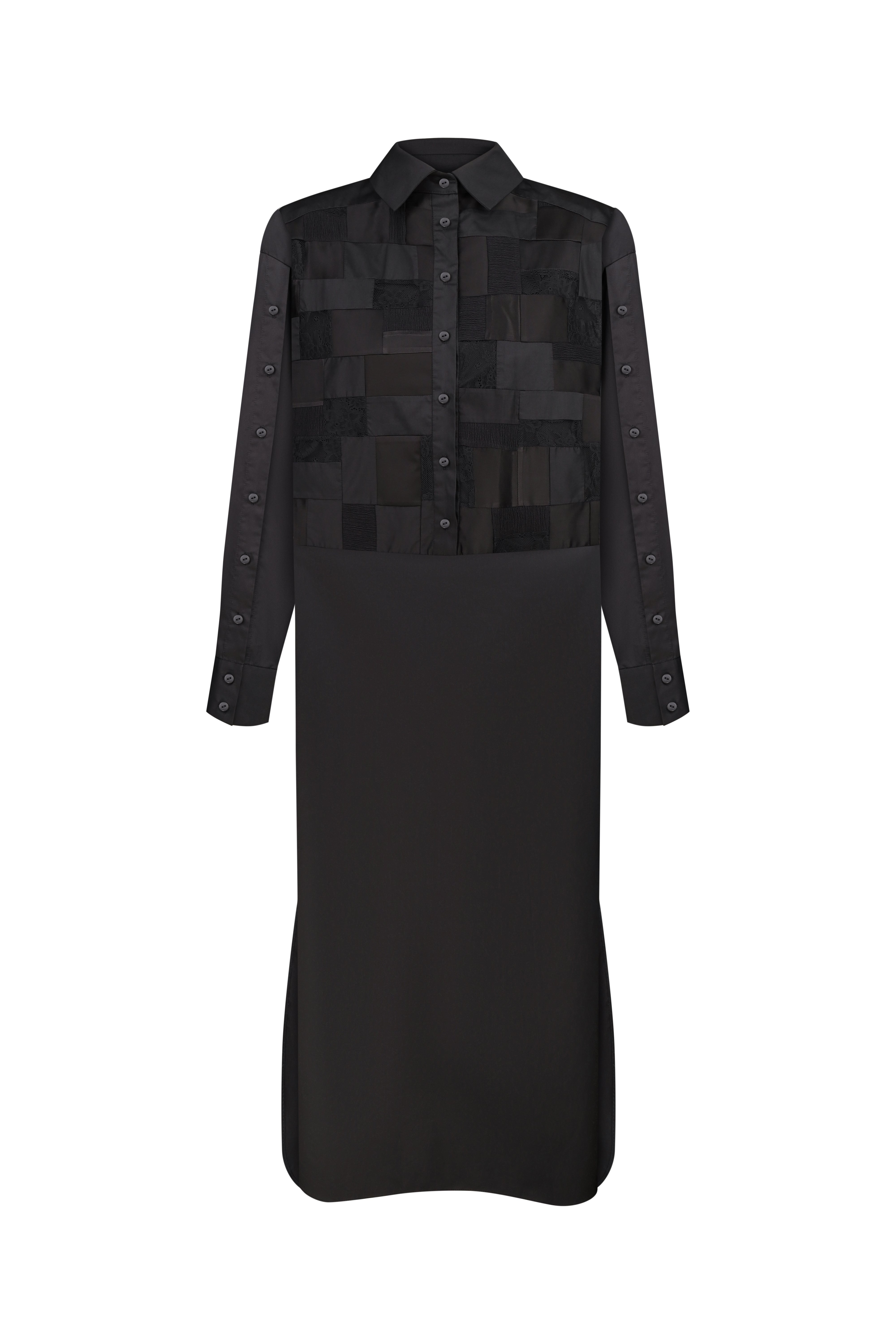 Чорна сукня-сорочка печворк з фартухом