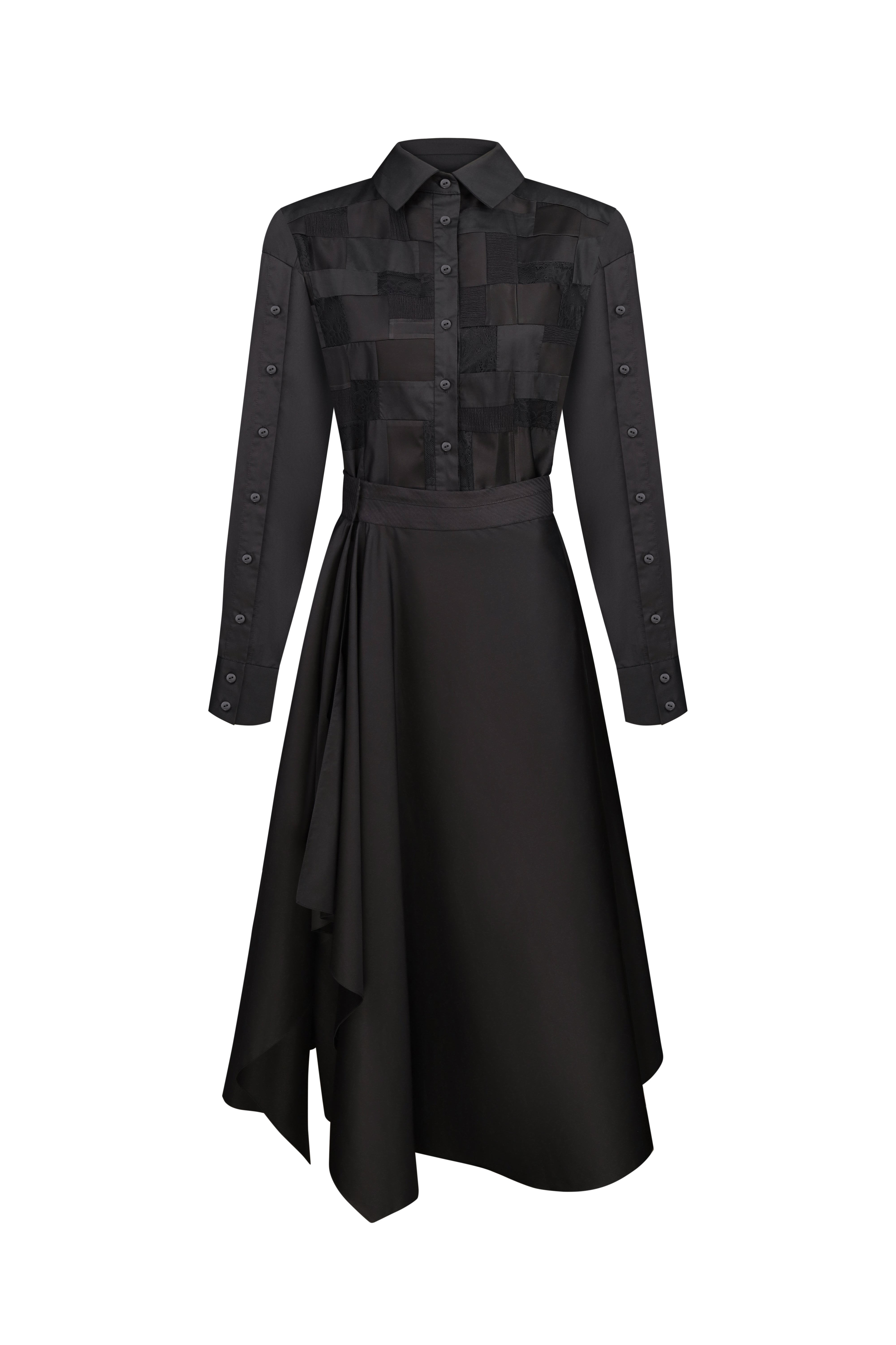 Чорна сукня-сорочка печворк з фартухом