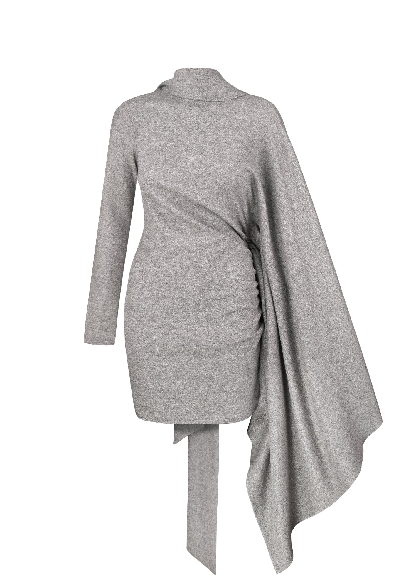 Сіра міні-сукня-джемпер з вовни і шовку