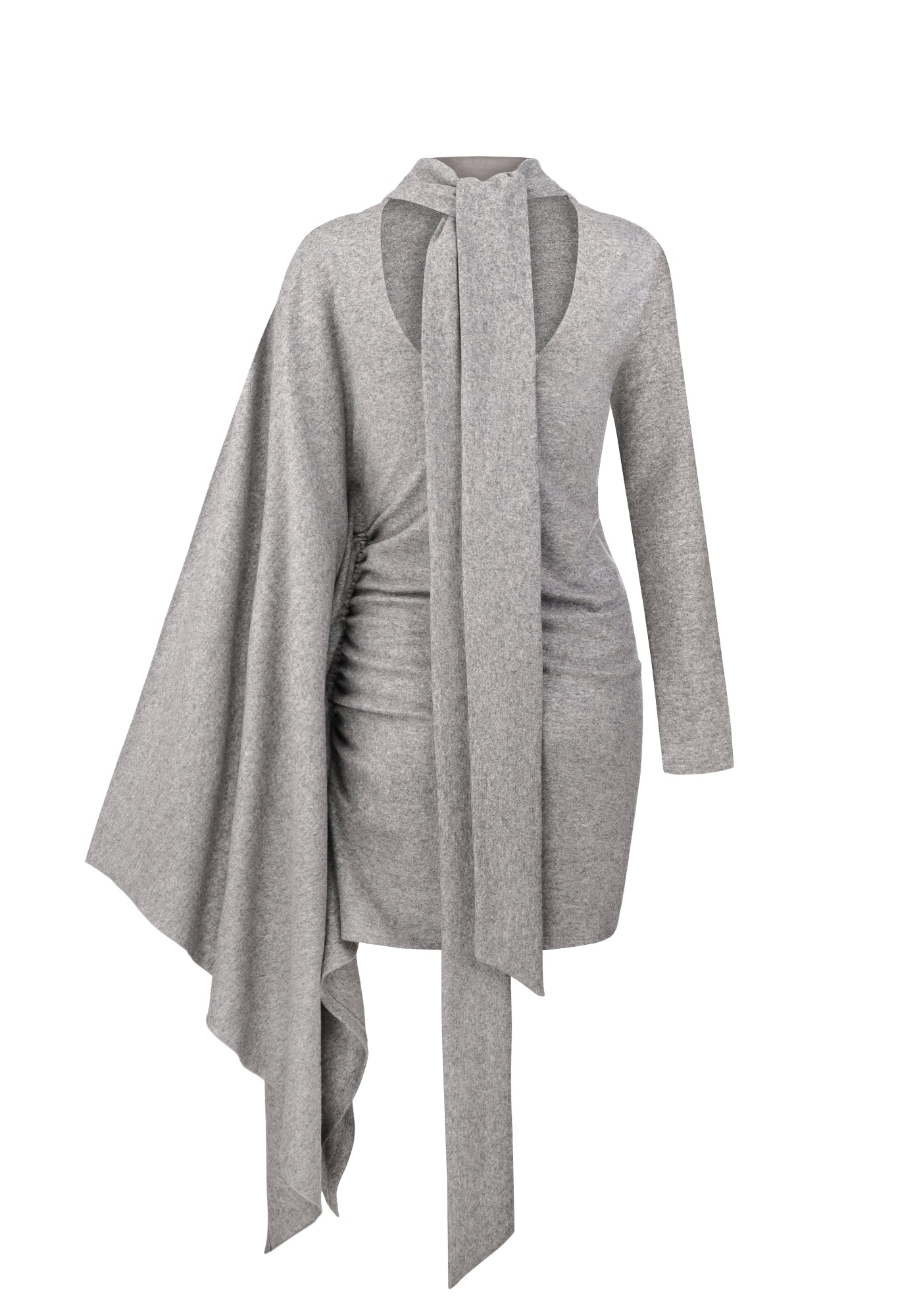 Сіра міні-сукня-джемпер з вовни і шовку