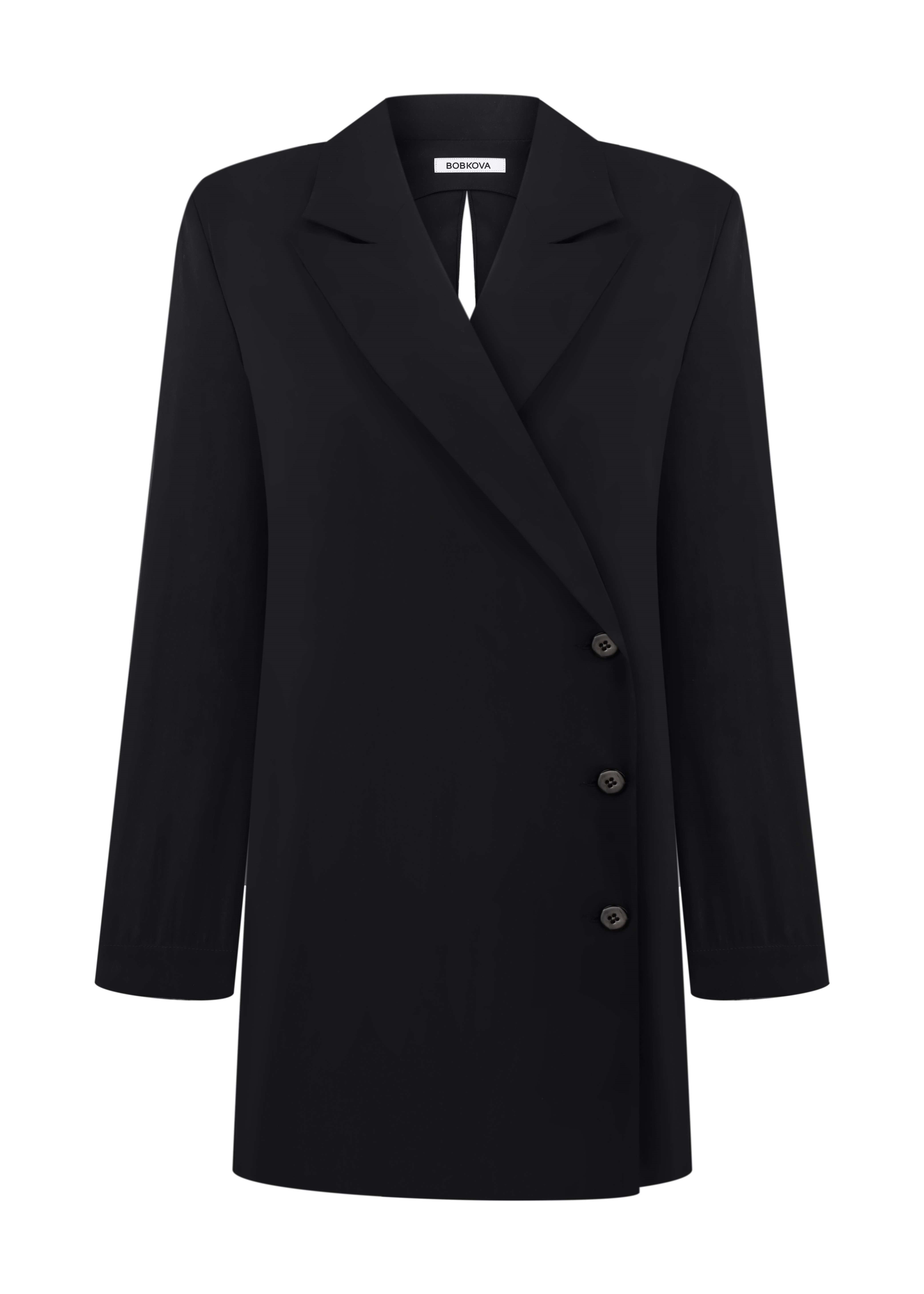 Чорна сукня-жакет з розрізом по спині