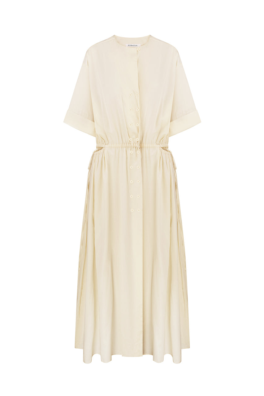 Сукня ванільна із зав'язками по боках