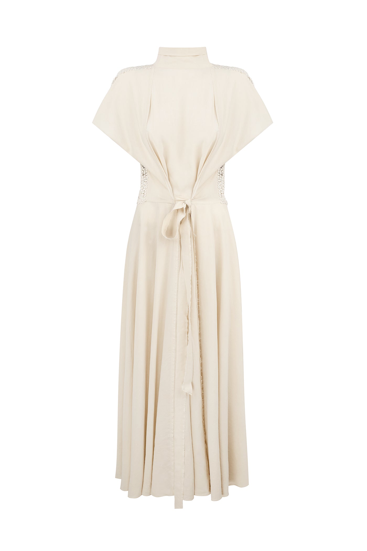 Кремова сукня з мереживною спинкою