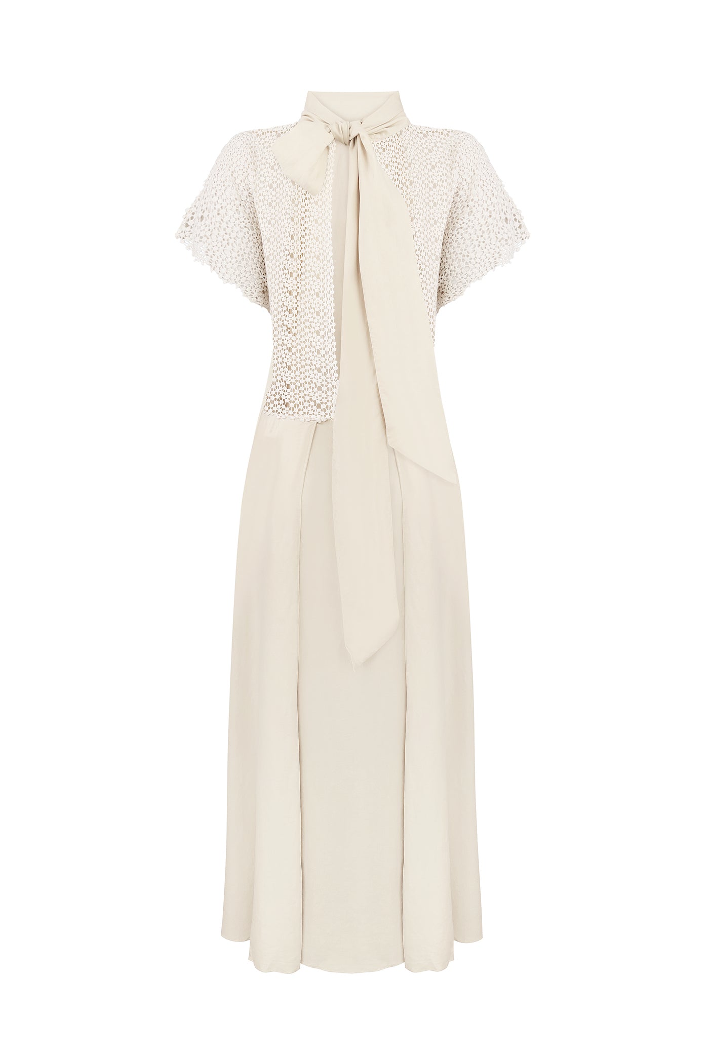 Кремова сукня з мереживною спинкою