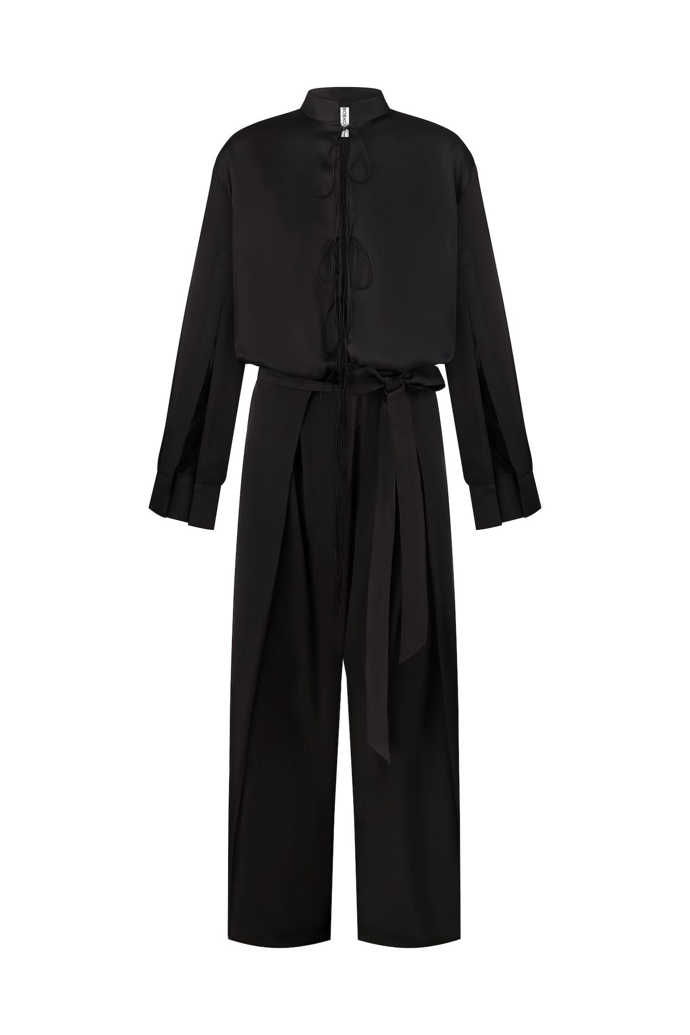 Чорний шовковий комбінезон