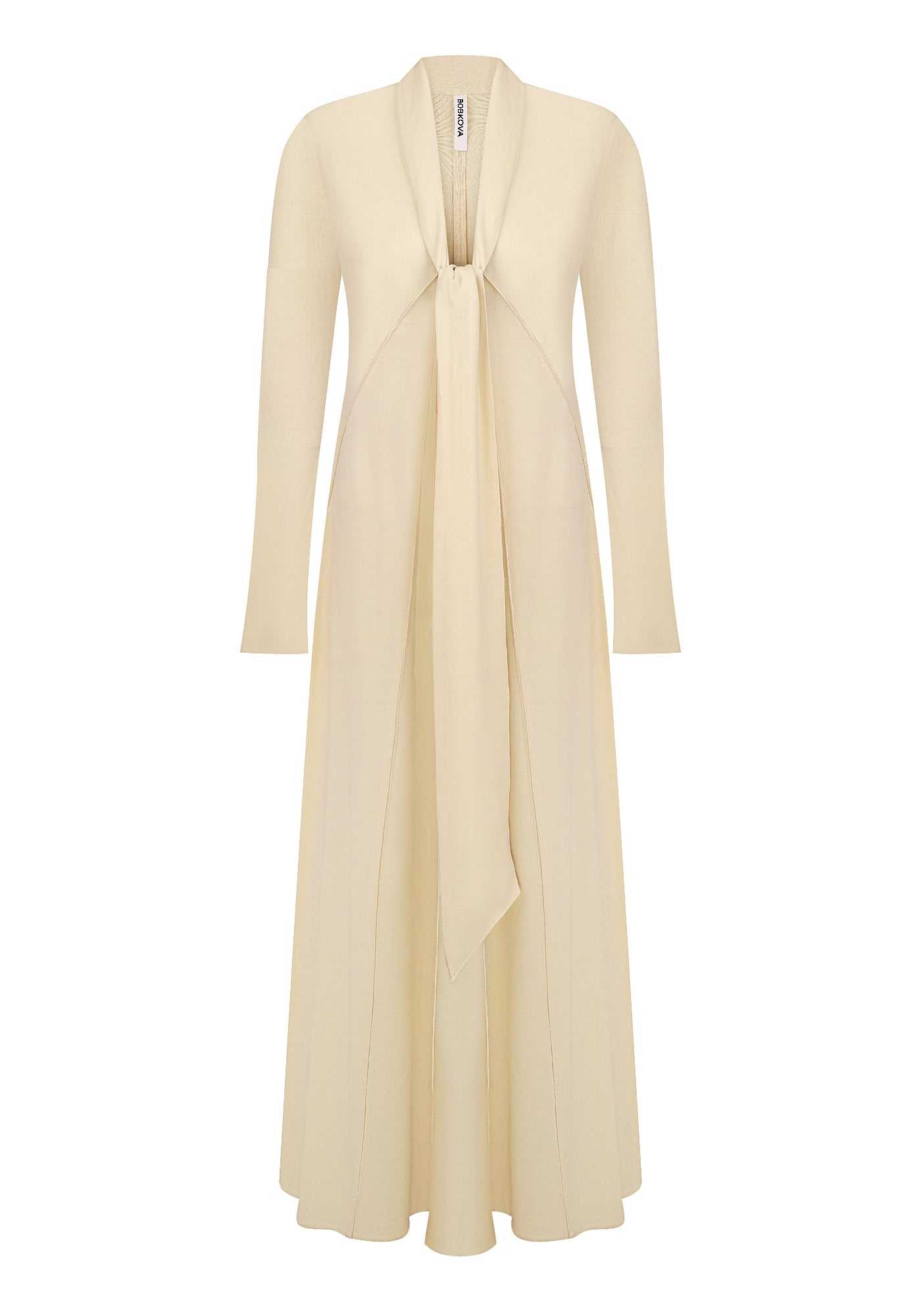 Ванільна трикотажна сукня з шовком