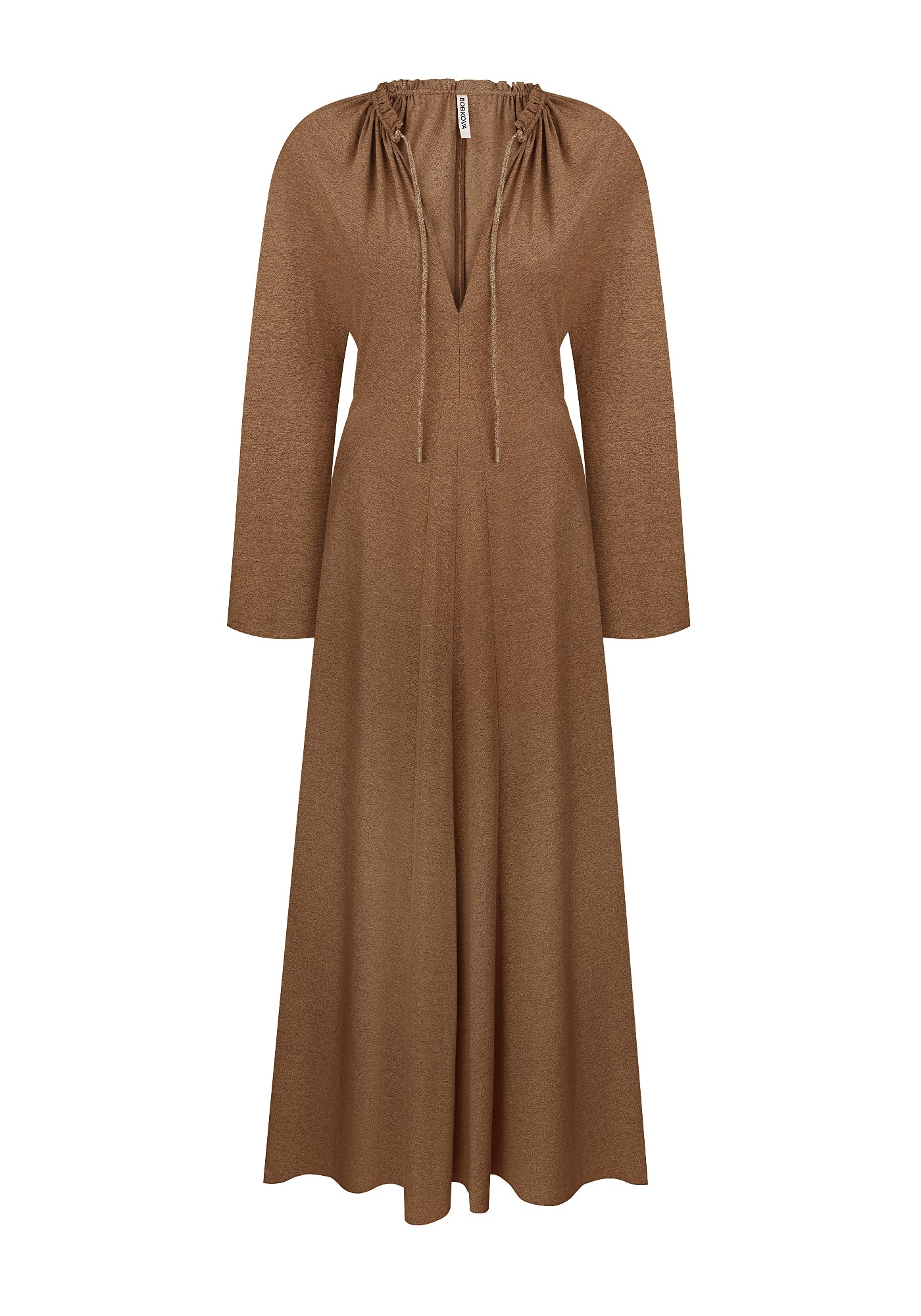 Трикотажна капучино сукня на затяжці