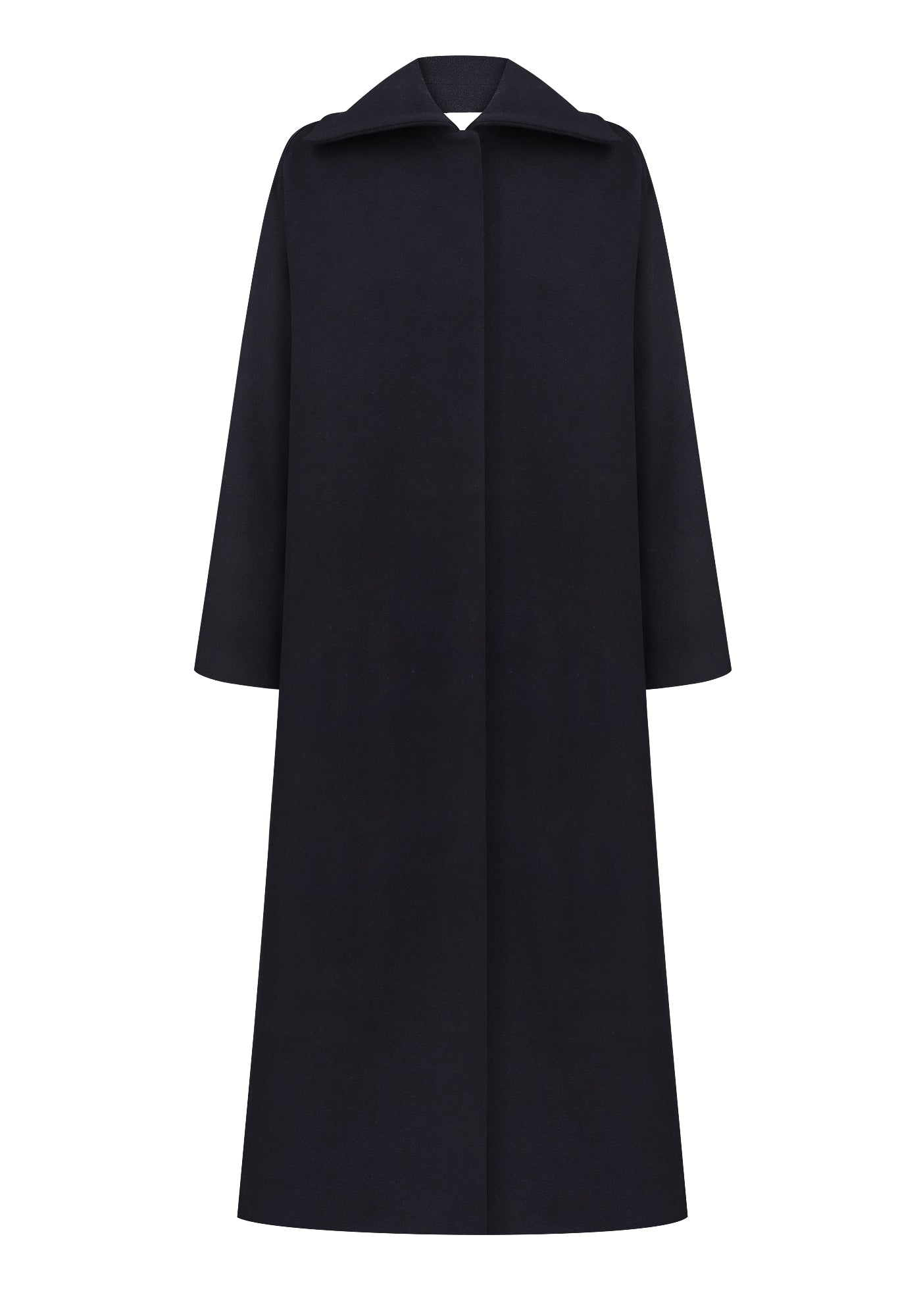 Темно синє вовняне пальто з накидкою