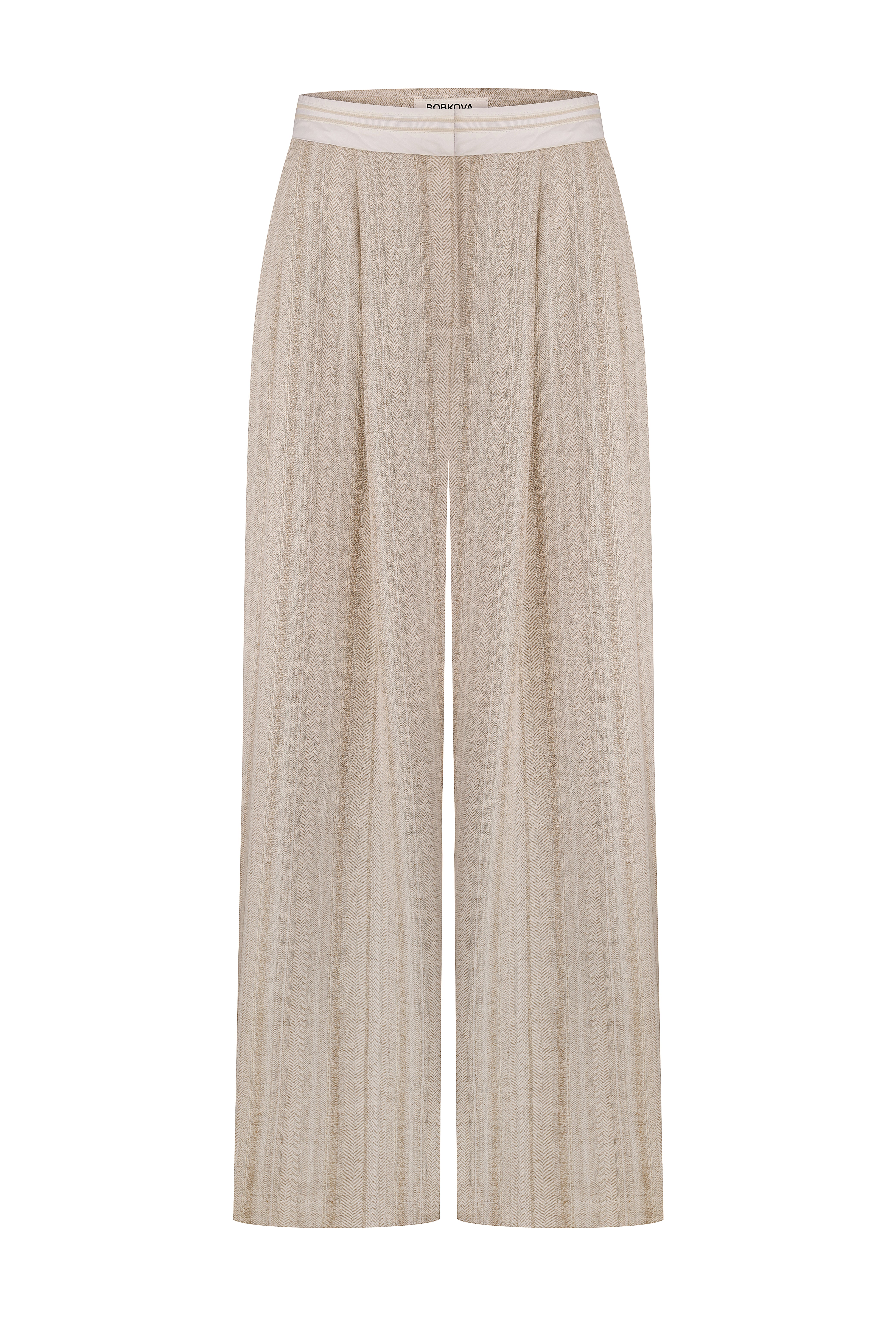 Сіро-бежеві брюки на корсажному поясі