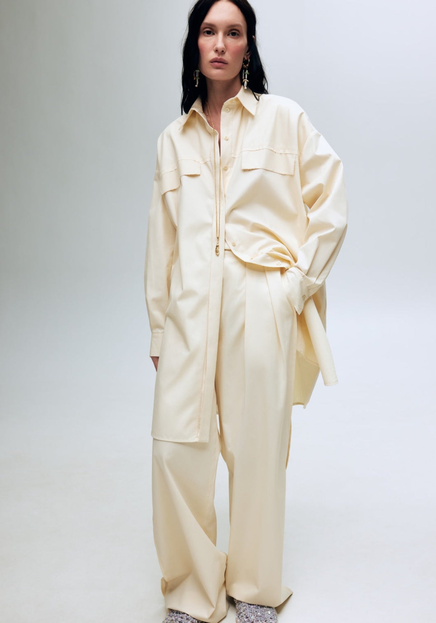 Сорочка ванільна з шовком