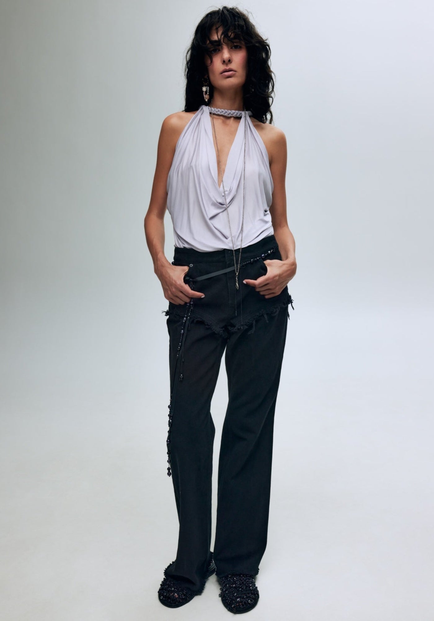 Джинси чорні з імітацією білизни