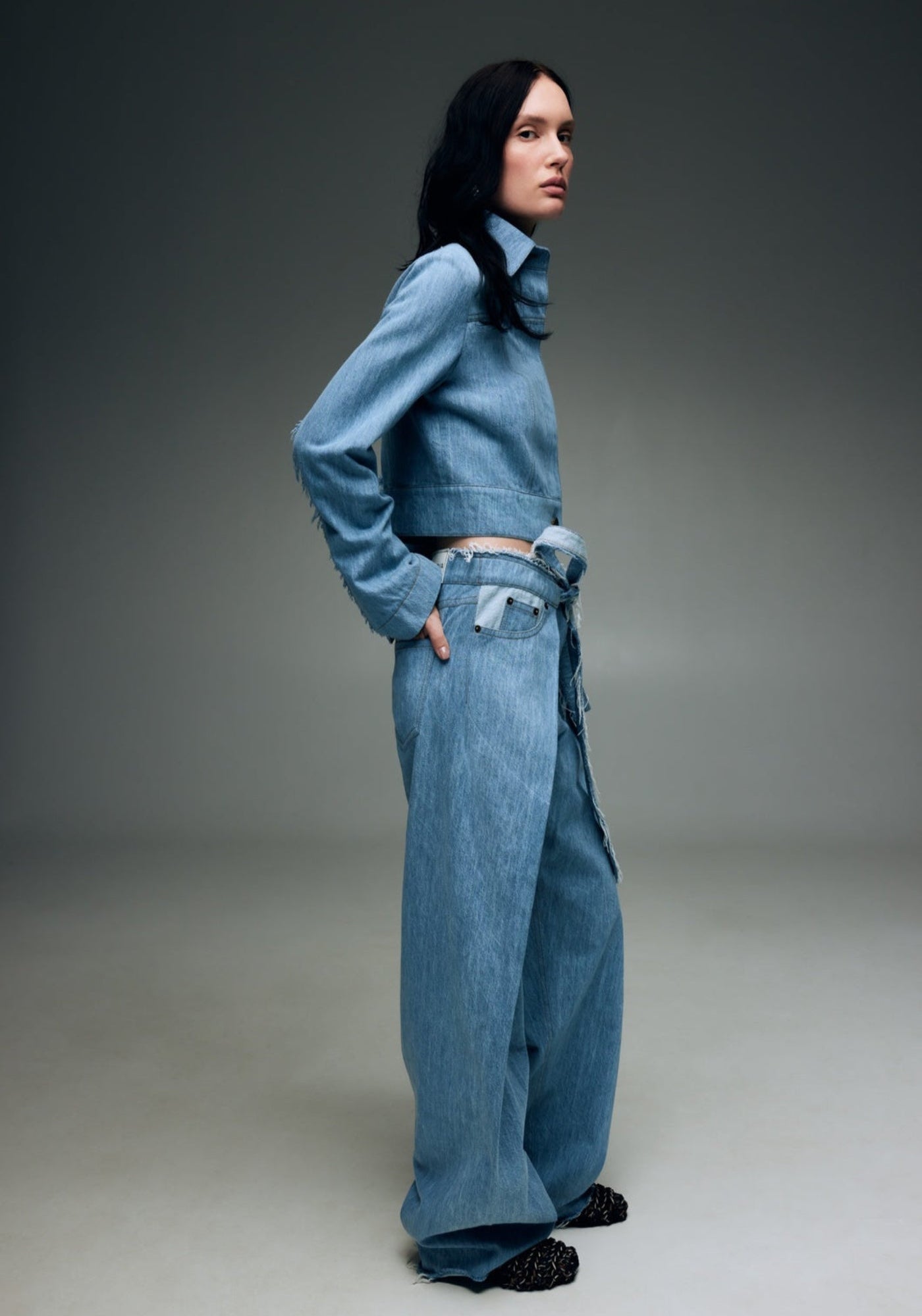 Джинси голубі з запахом