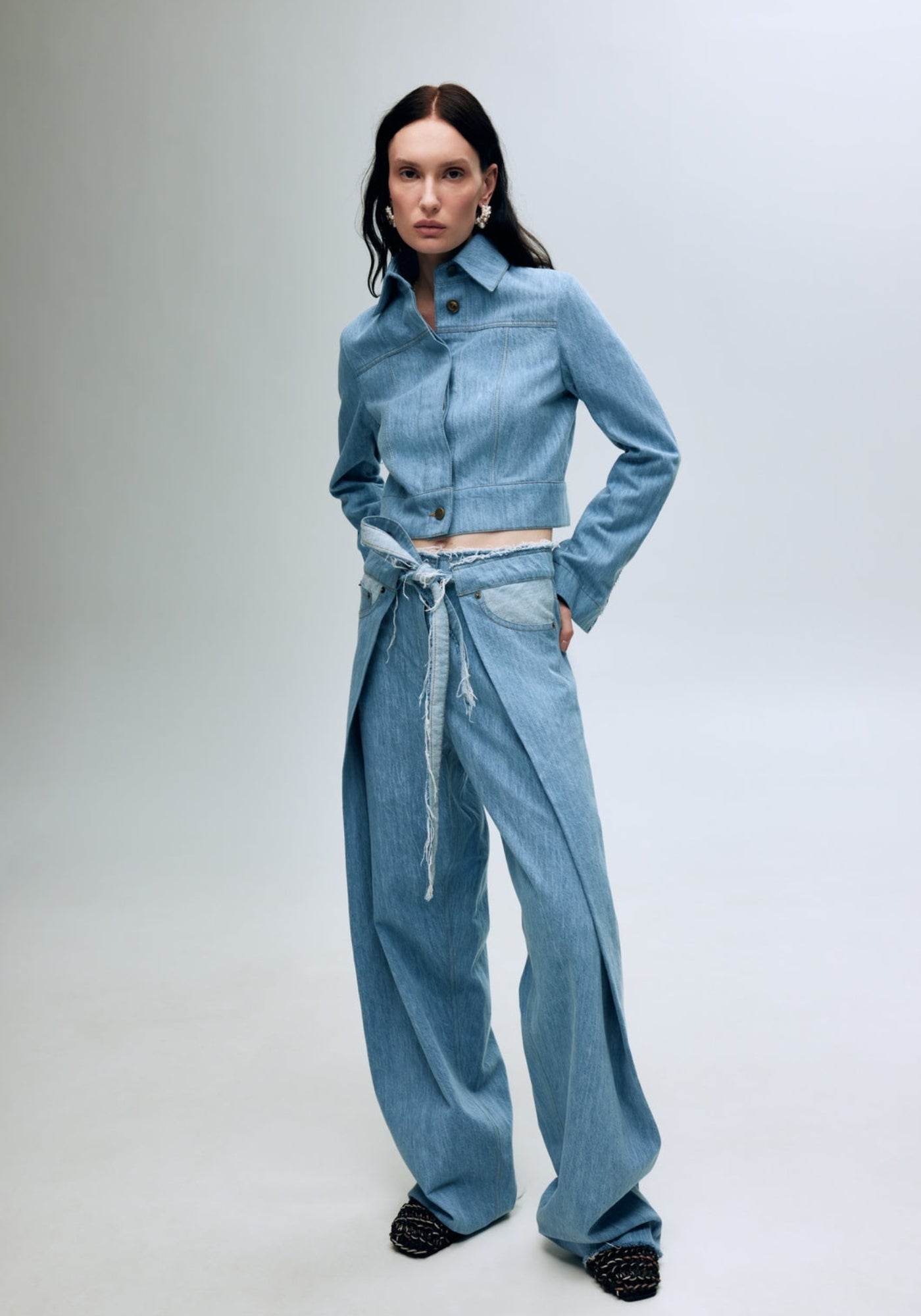 Джинси голубі з запахом