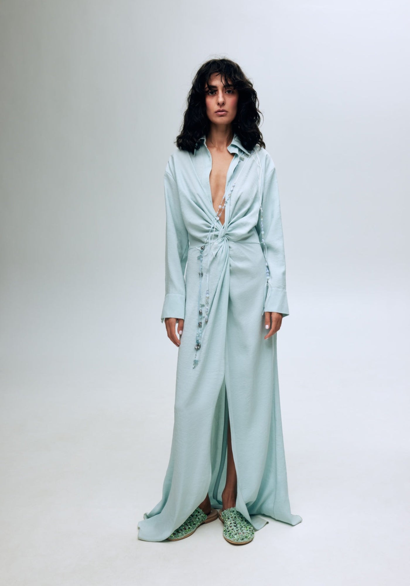 Бірюзова сукня-сорочка