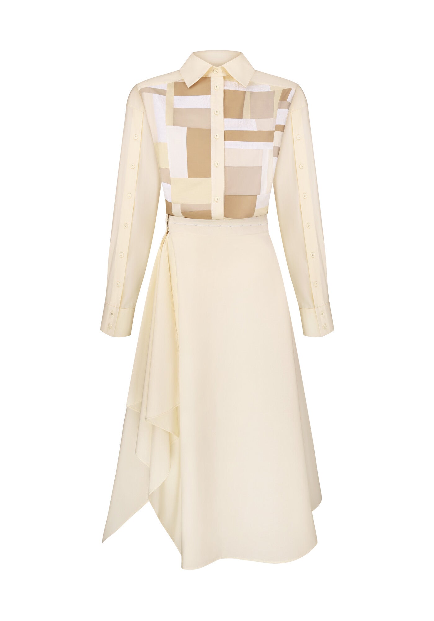 Ванільна сукня-сорочка печворк з фартухом