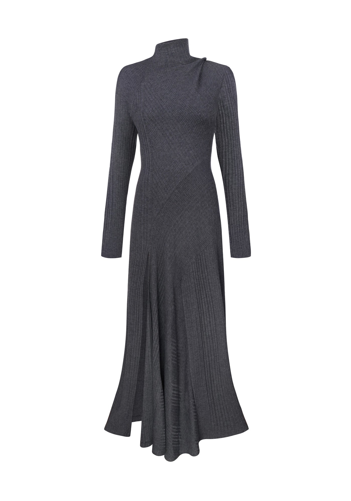 Сіра асиметрична трикотажна сукня