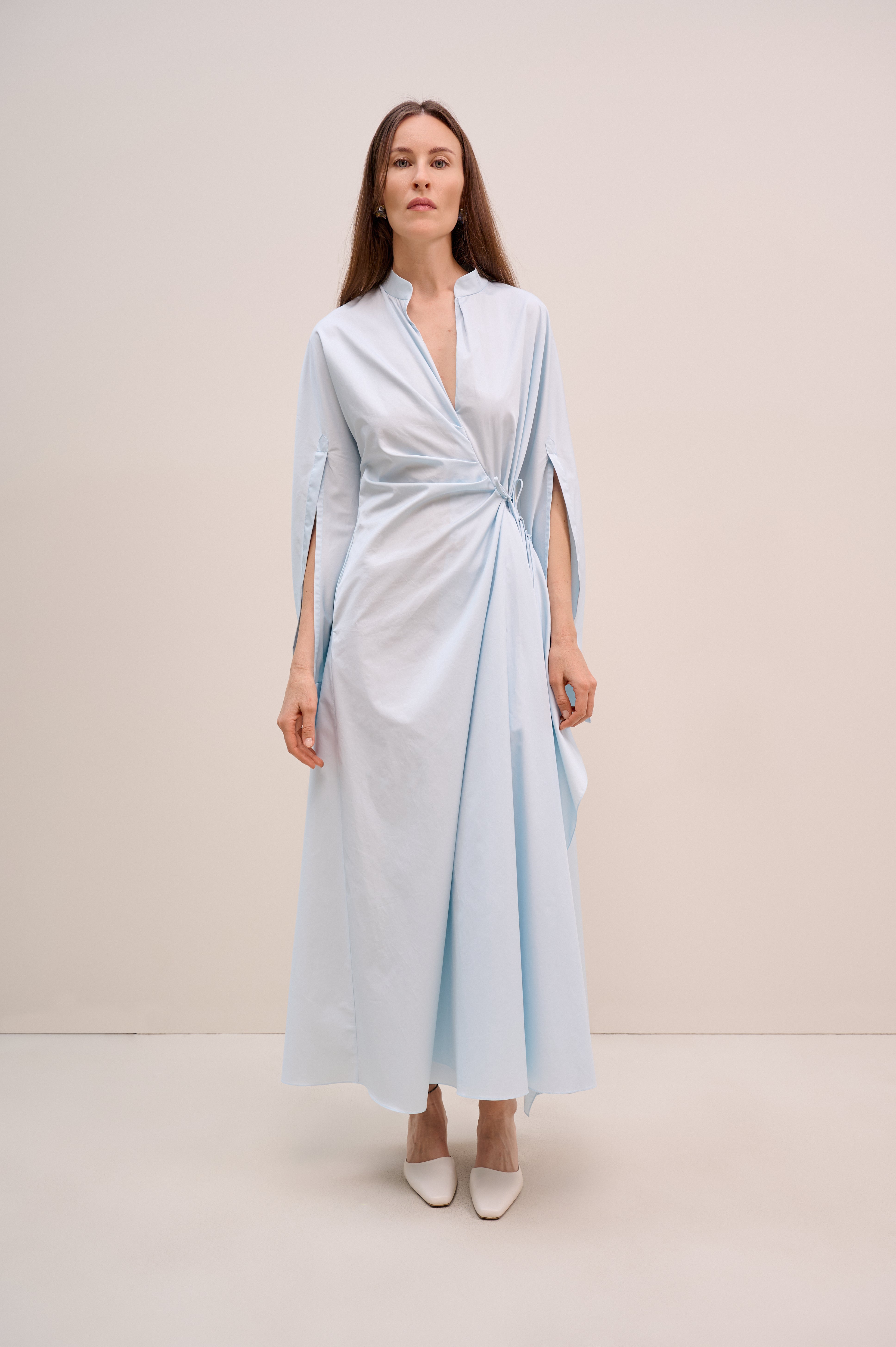 Blue asymmetric shirt dress