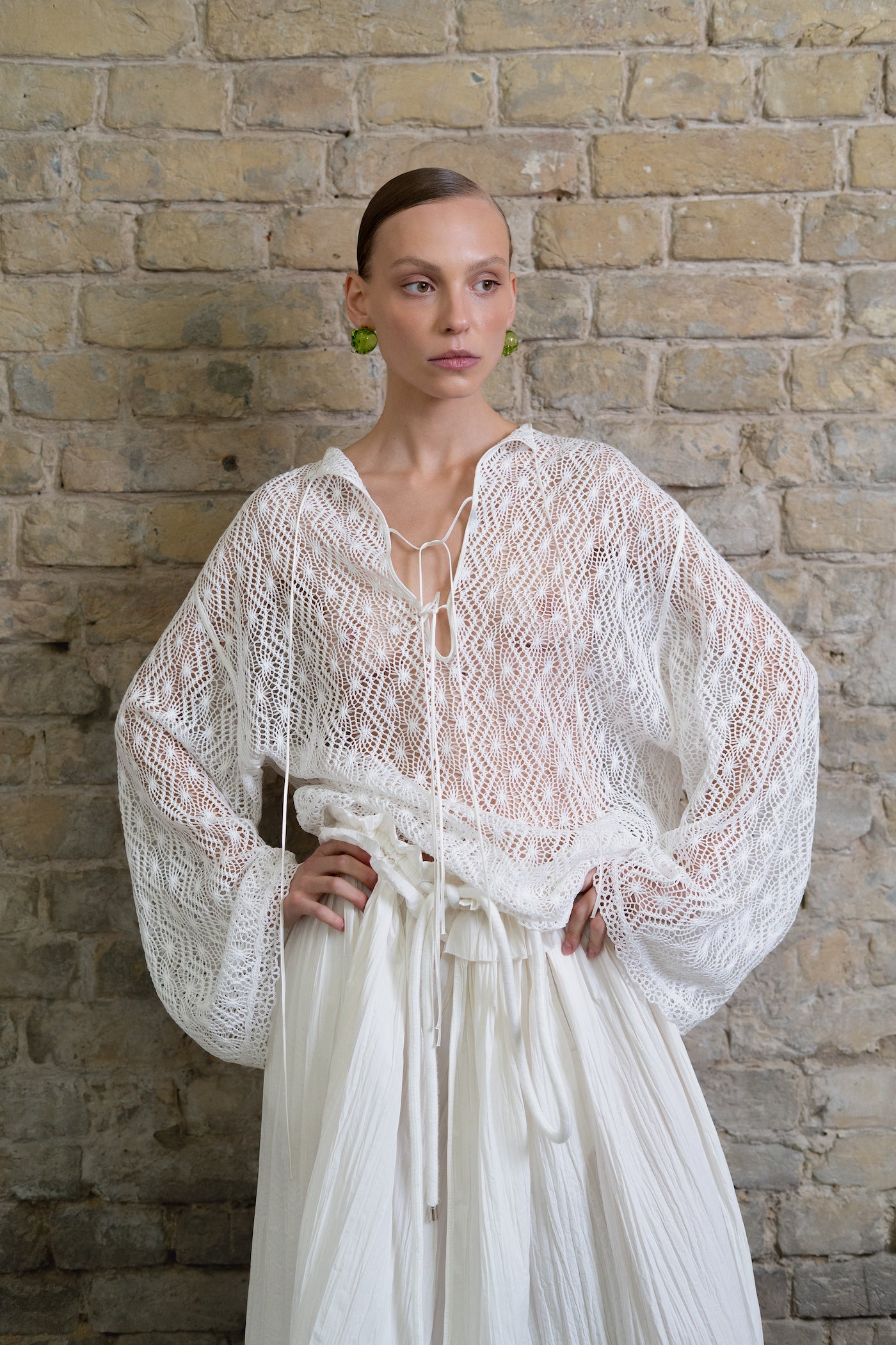 Блуза біла ажурна