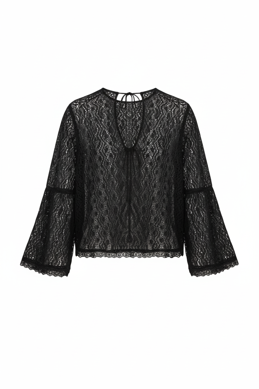 Блуза чорна ажурна