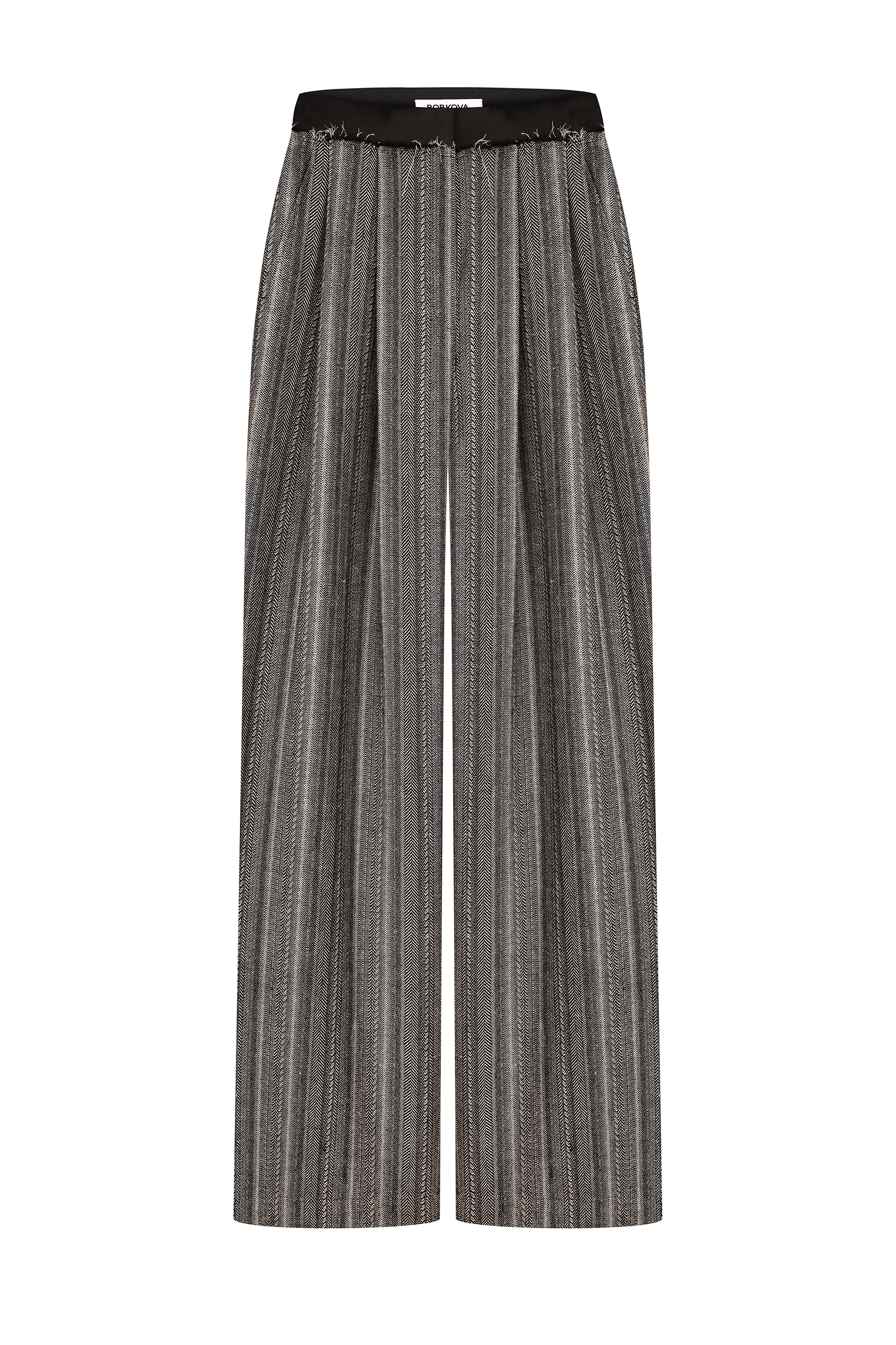 Чорно-бежеві брюки на корсажному поясі