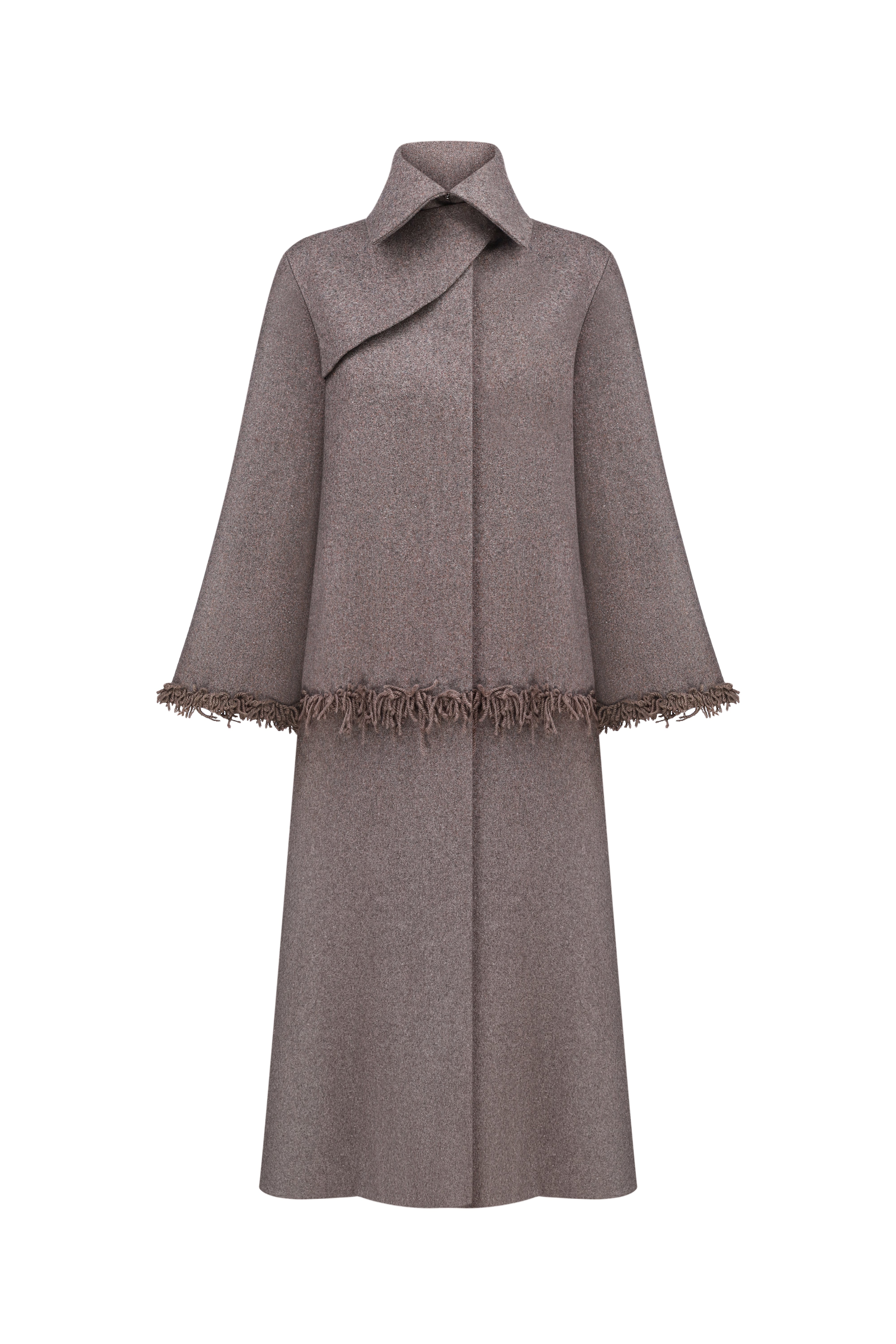 Вовняне пальто з крафтовою вишивкою