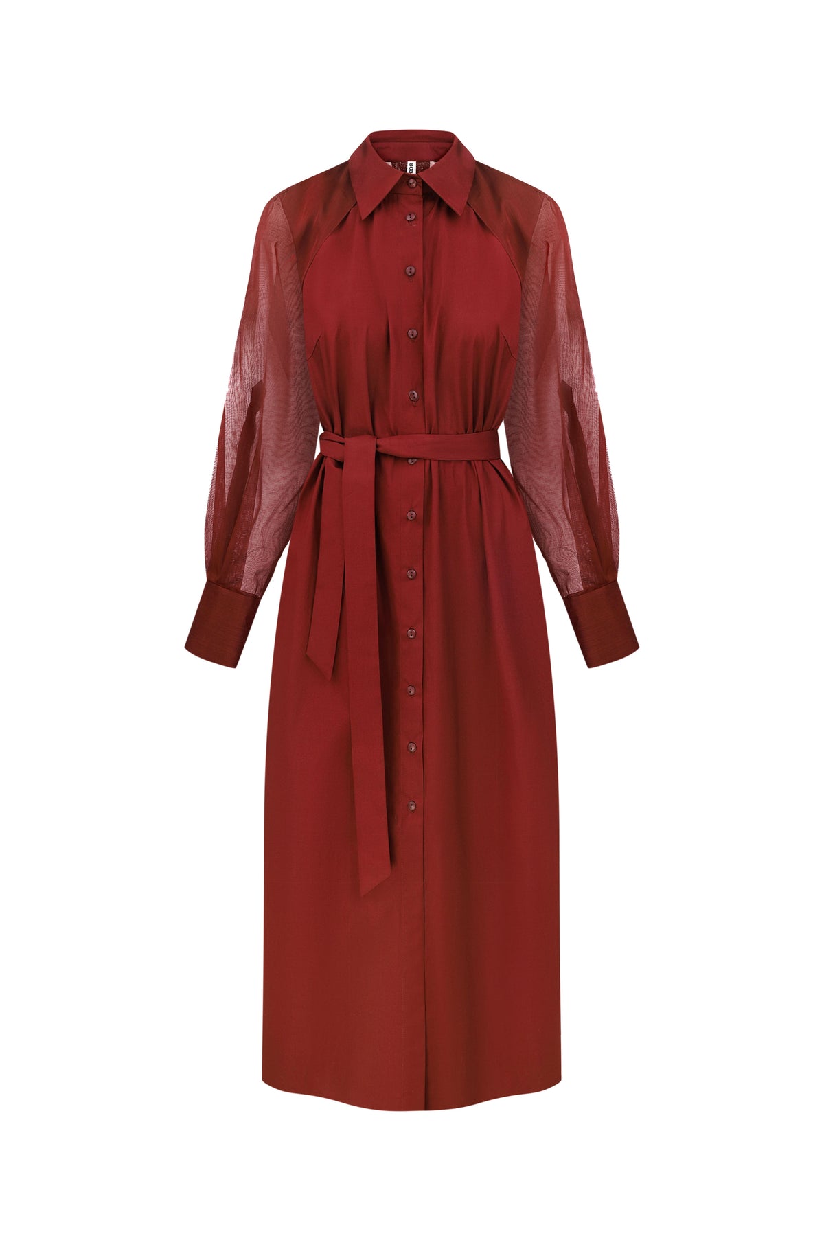 Сукня кольору barn red із прозорою накидкою