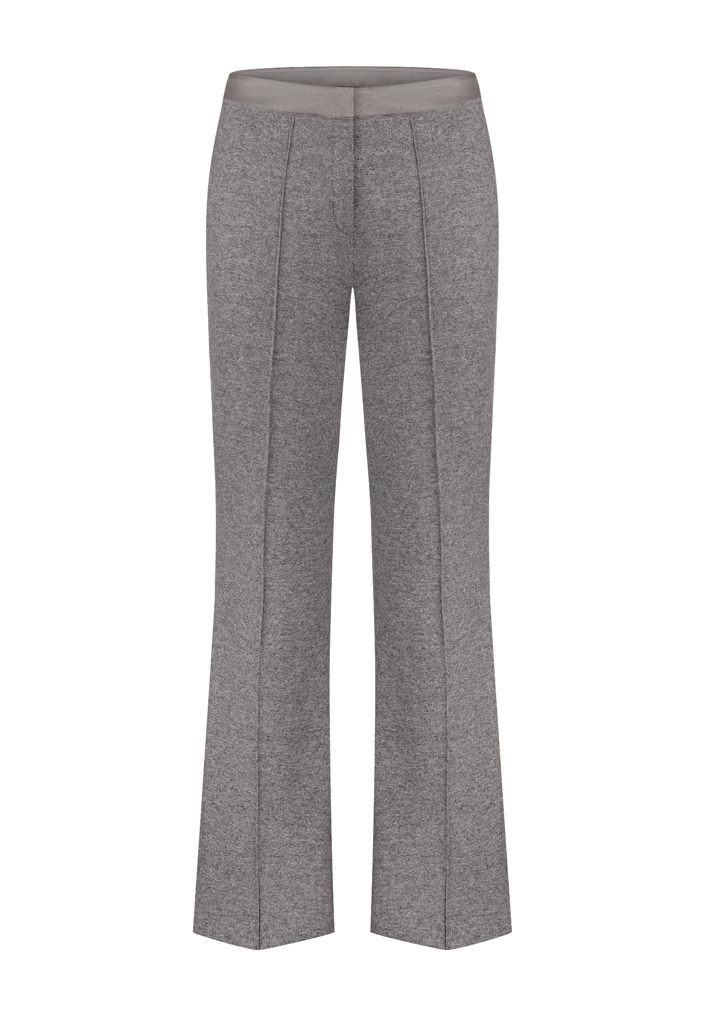 Вовняні сірі брюки з шовковим поясом